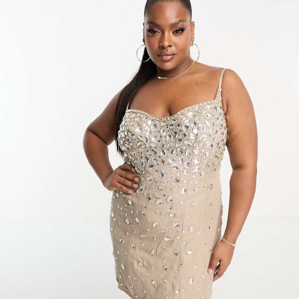Embellished Nude Sequin Mini Dress for Women
